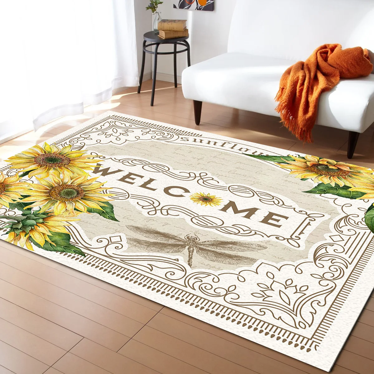 

Sunflower Bee Flower Park Living Room Carpet Coffee Table Floor Mat Study Bedroom Bedside Home Decoration Large Rug Floor Mat