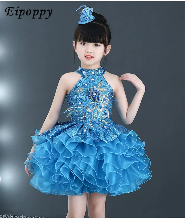 Gonne per bambini mostrano abbigliamento paillettes ragazze vestito da principessa abbigliamento da ballo gonna di filato di danza moderna costume estivo