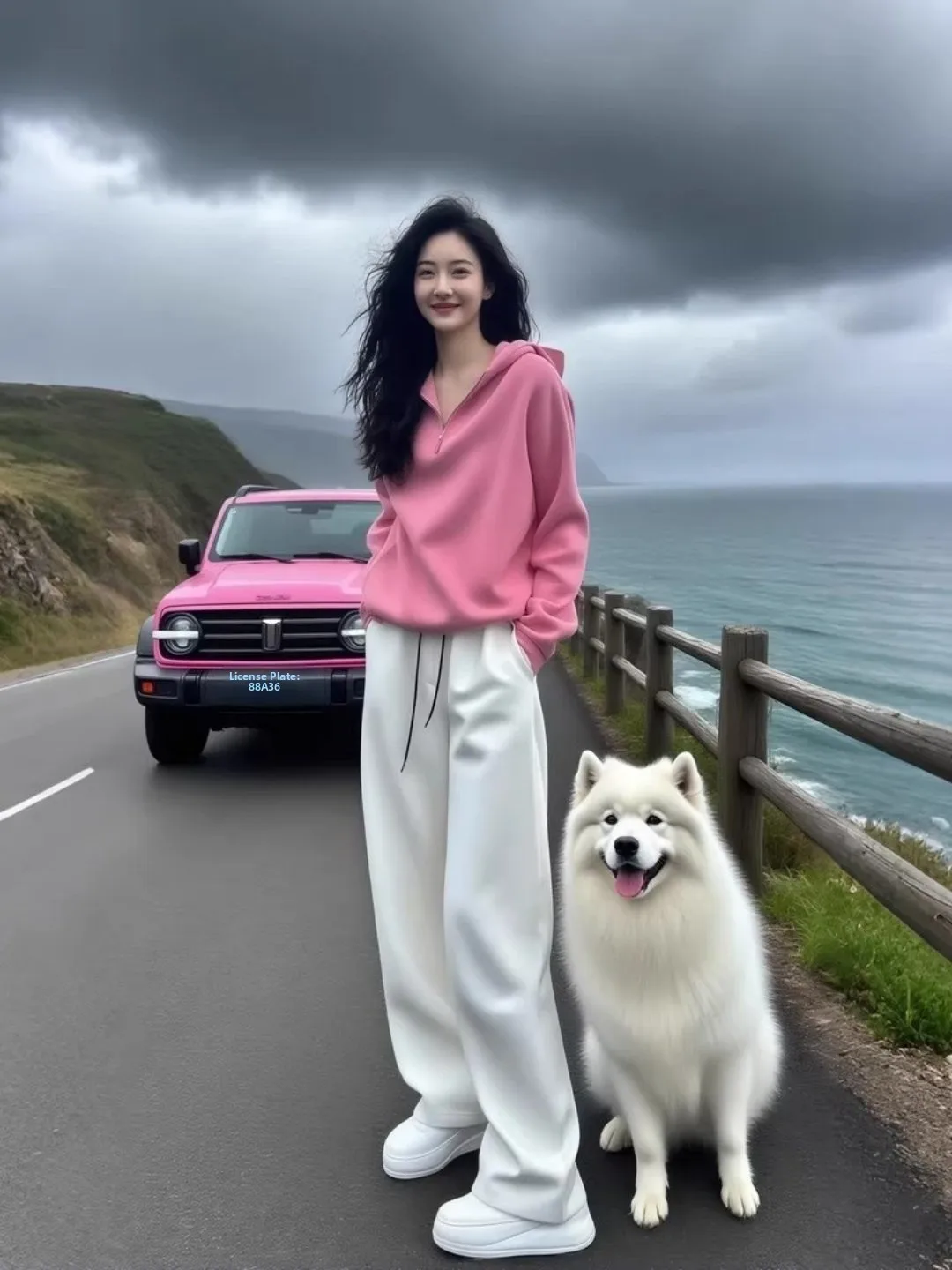 

Spring Casual Pink Hoodie Sweatshirt And Wide Leg Pants Set Women's plus Size Comfortable Breathable Fashion Ensemble