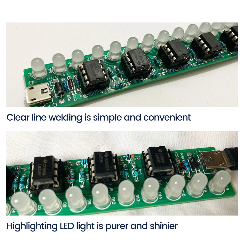 USB Sound Control Audio Spectrum Light Welding Electronic DIY Kit LED Car Volume Level Indicator Audio Display Circuit Board DIY