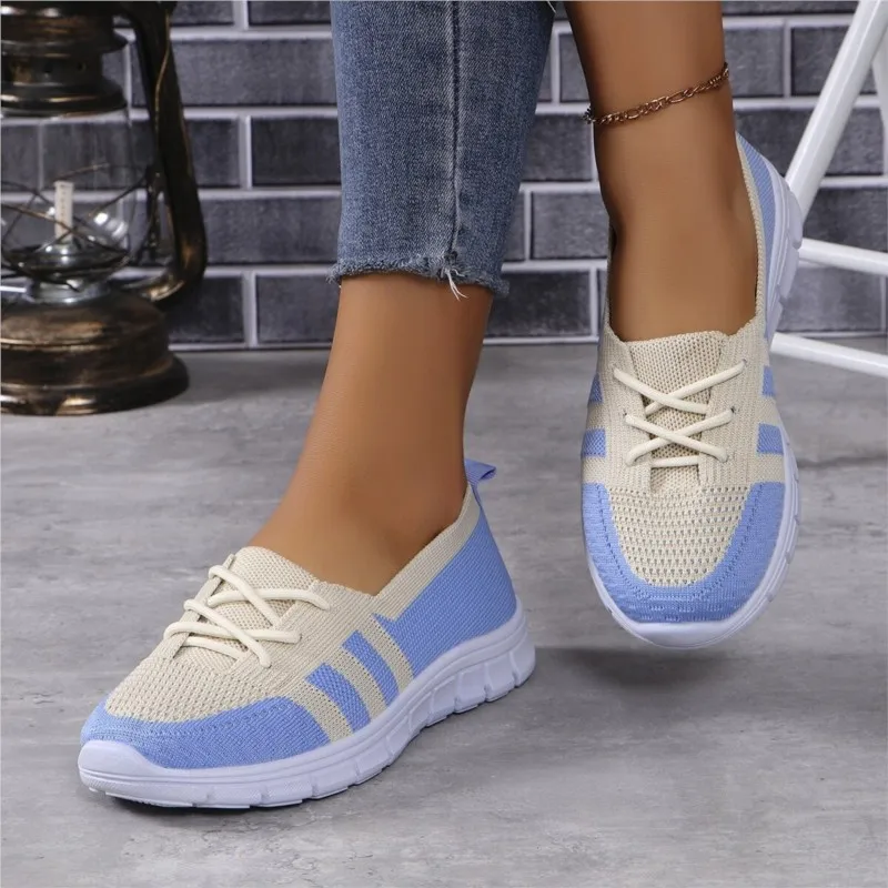 Women Sock Sneakers 36-43 Stripe Breathable Casual Outdoor Light Weight Sports Shoes Walking Tenis Feminino 1351