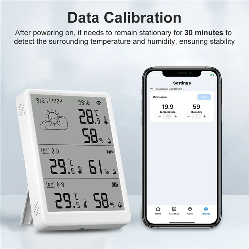 BNVN-Tuya Wifi+RF433 Temperature Humidity Sensor Weather Station Display Monitor Thermometer Hygrometer Support Voice Control