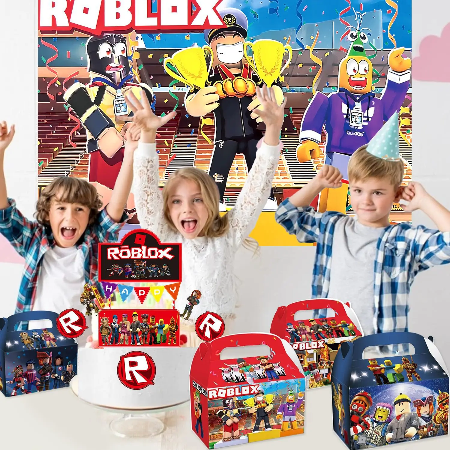 Roblox Verjaardagstassen Feest Gunst Dozen Verrassing Candy Goodie Box Kids Halloween Spel Baby Shower Diy Robot Feestdecoratie