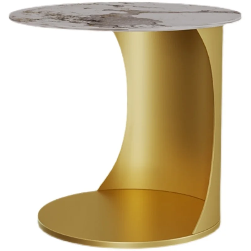 Light Luxury Modern round Pandora Stone Plate Coffee Table Designer High-Grade Bedside Table Small Coffee Table