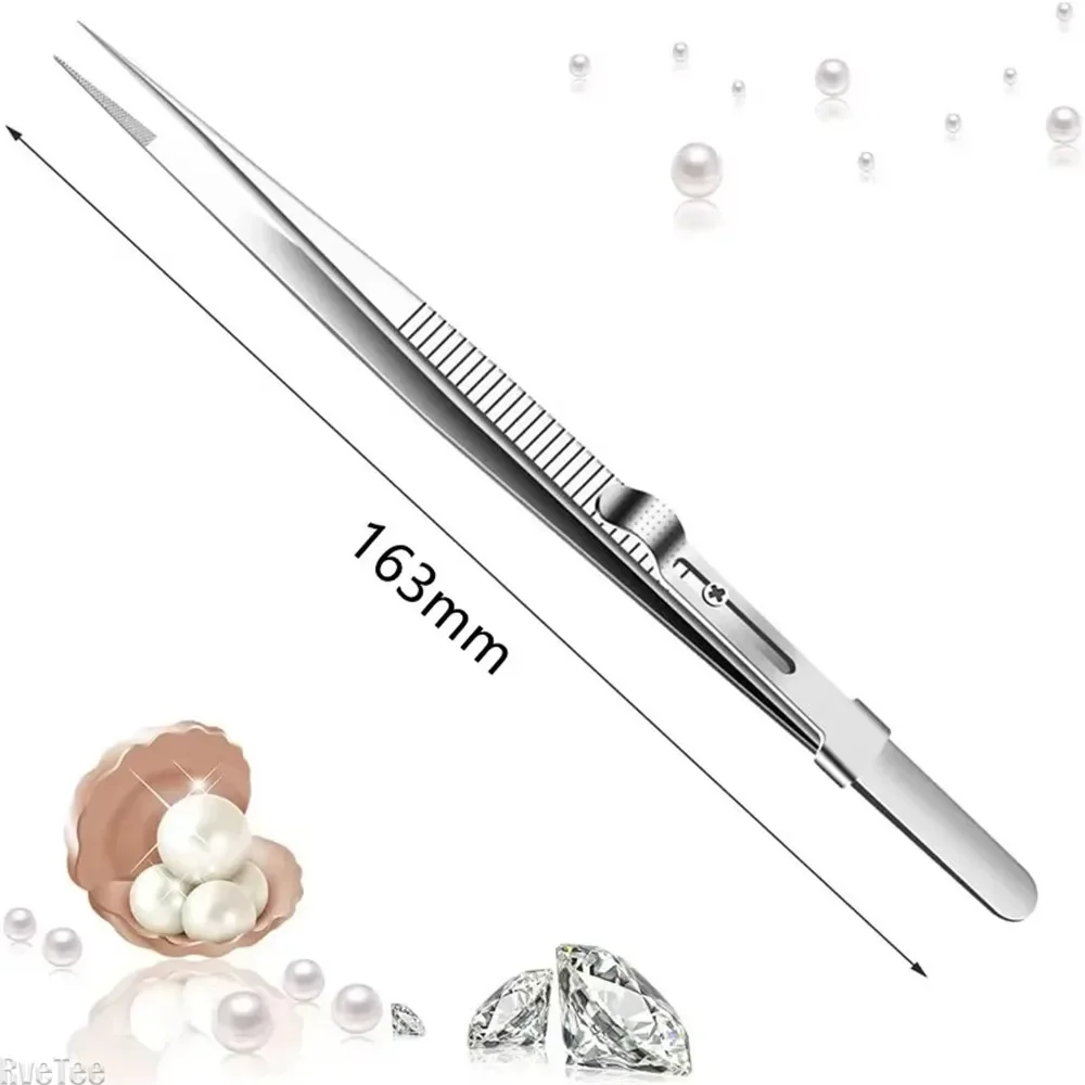 Stainless Steel Slide Locking Tweezer Anti-Static Precision Tweezer for Electronics Component Soldering Watch Repair Build Model