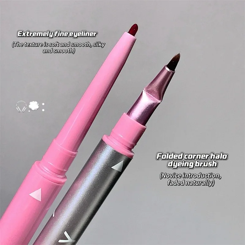 2-in-1 Punk Red Eyebrow Eyeliner GelPencil mit abgewinkelter Pinsel, wischfest, wasserfest, glatt, für Augenbrauen und liegende Seidenraupen-Augen-Make-up