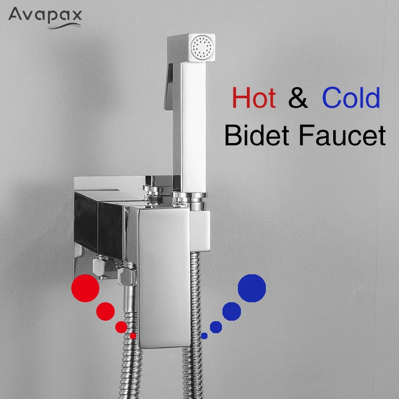 

Avapax Brass Bidet faucet Chrome Toilet Bidet Sprayer Set Hot And Cold Water Toilet Bidet faucet Hygienic Shower For Bathroom