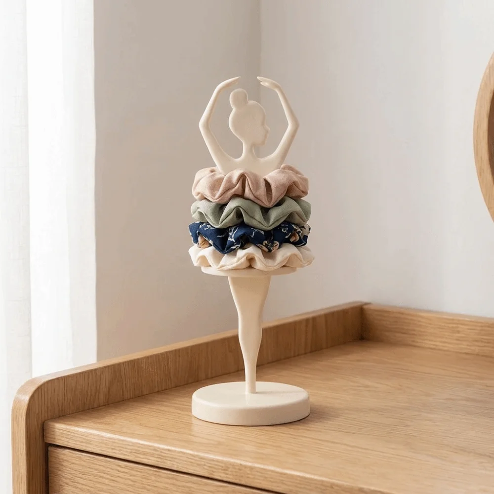 3D Printed Ballet Dancer Scrunchie Holder Decorative Space Saving Ballerina Scrunchie Holder Plastic Hair Tie Storage Rack