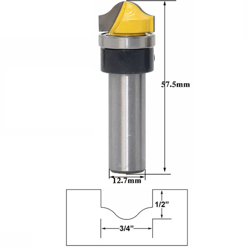 1pc 6 1/4 8mm 1/2" Faux Panel Ogee Router Bit Arc-shaped Riving Tungsten Carbide Woodworking Milling Cutter for Wood