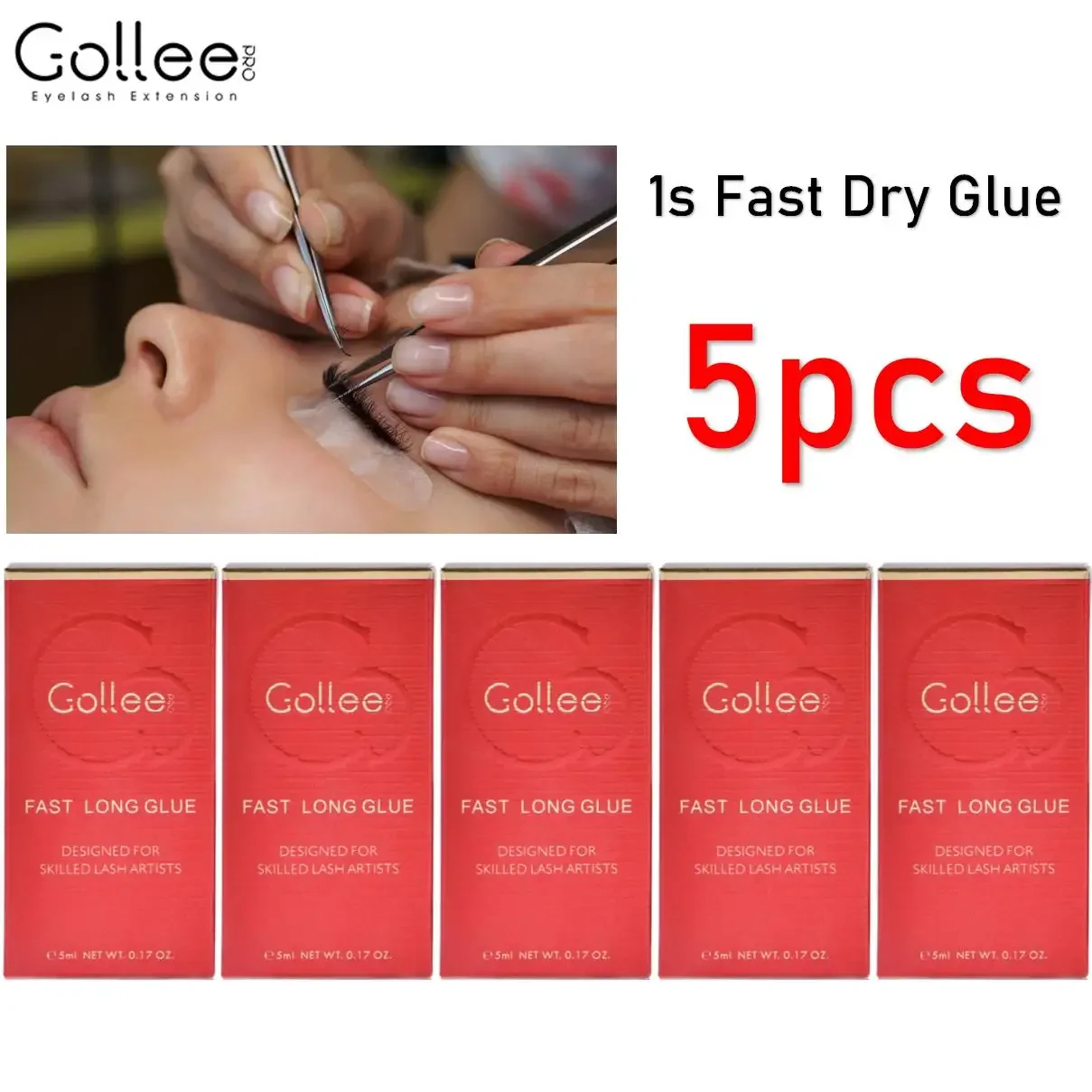 5PCS Gollee 1s Fast Dry Glue for Eyelash Extensions False Lash Adhesive Retention 6-7 Weeks Eyelash Glue Makeup Tools Suppliers