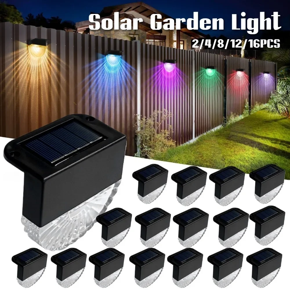 

Outdoor Garden Decoration Solar Ladder Light with Color Change Function Warm White Mode Waterproof Staircase Path Balcony Patio