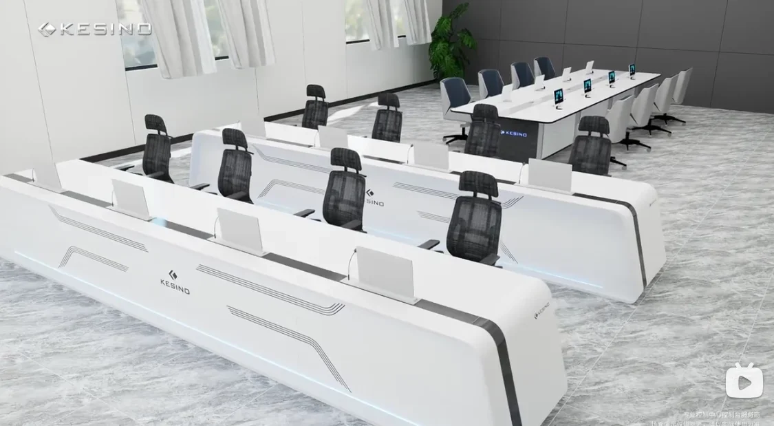 Furniture manufacturer curved workstation desk meeting room multi seat conference table control room console