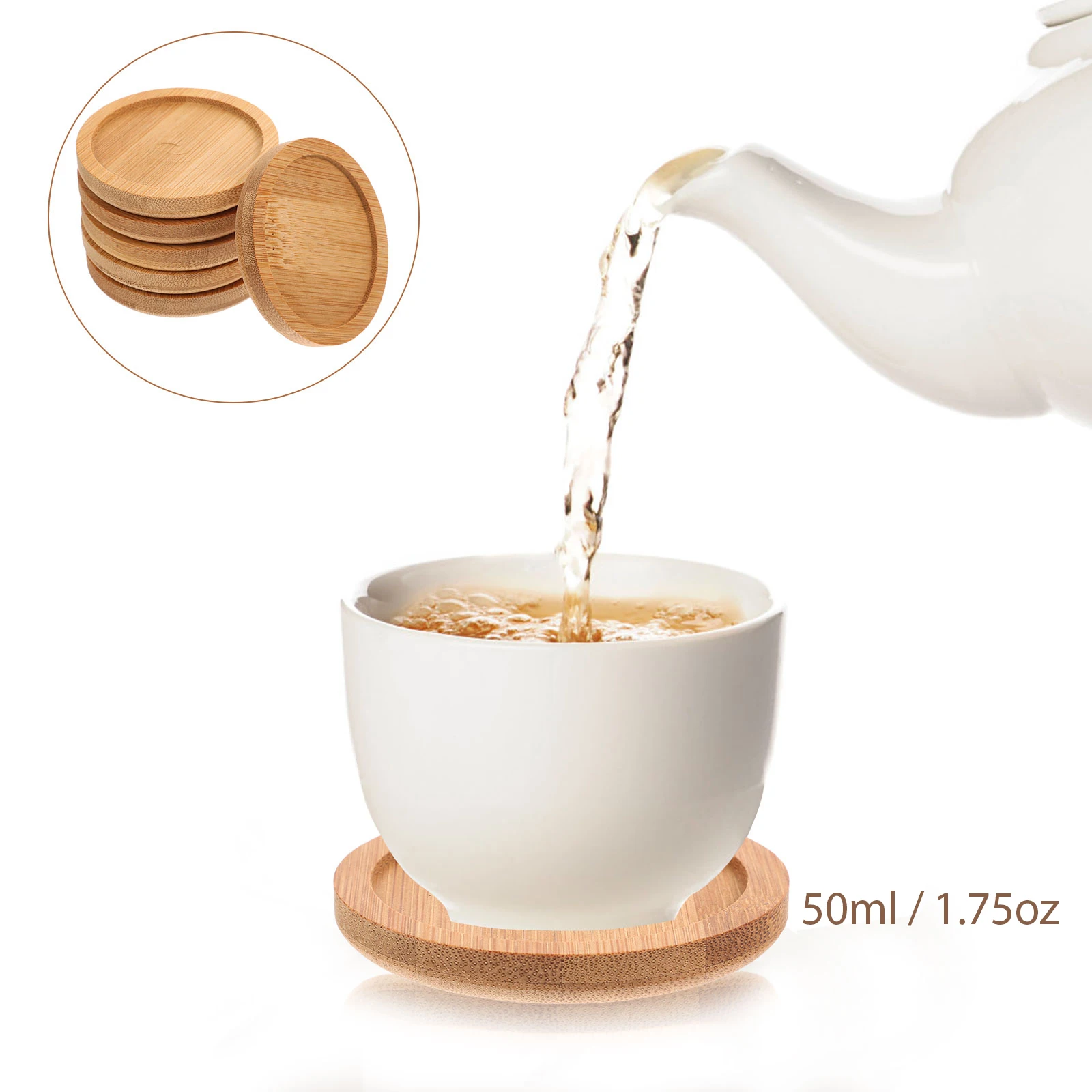

Bamboo Coasters Wood Round Cup Pad Drink for Plates and Cups Saucer Coffee Table