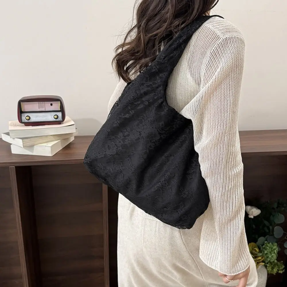 

Sweet Korean Style Lace Shoulder Bag Lightweight Handbag Flower Tote Bag Large Capacity Cute Floral Canvas Bag Ladies/Girls