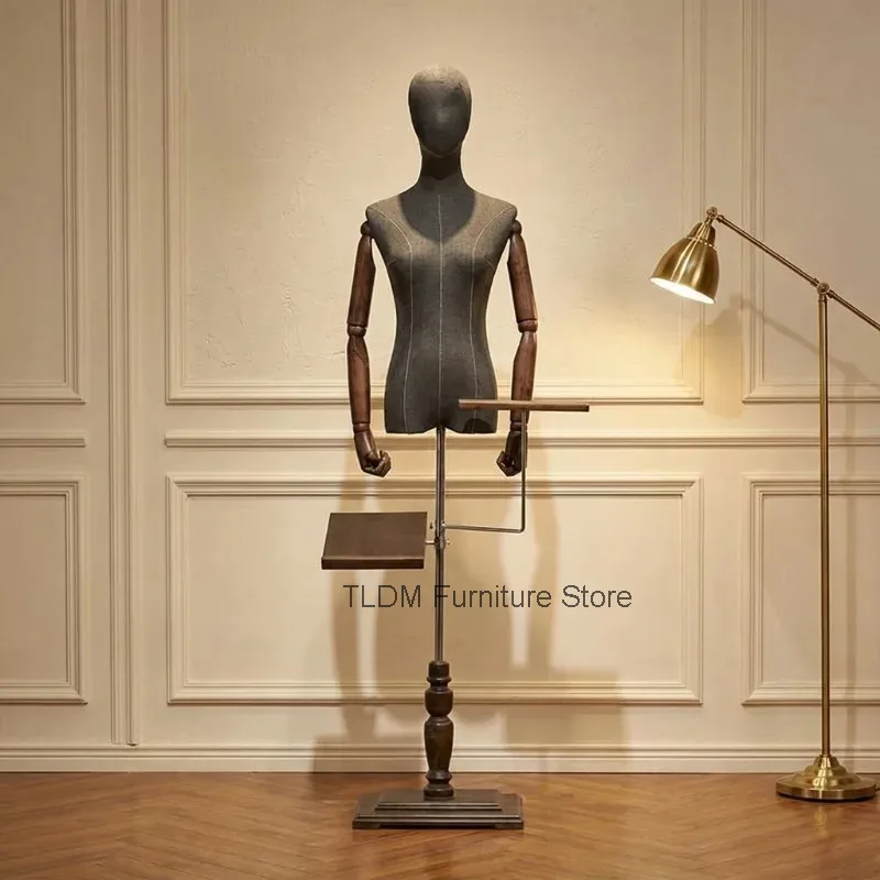 Mannequins Model Rack Half Body Female Models Prop Clothing for Suit & Wedding Dress Store Display Rack Vintage Wooden Base