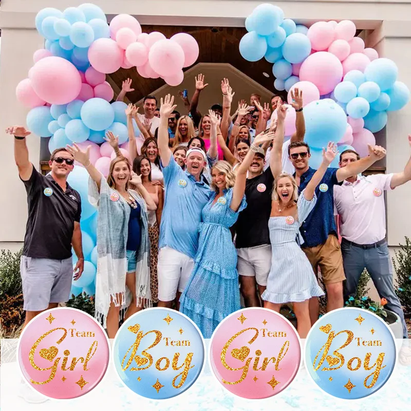 20/30Pcs Gender Reveal Badges, Team Girl Team Boy Pink Blue Pins, Mommy Daddy Voting Pins for Baby Shower Halloween Christmas view 2