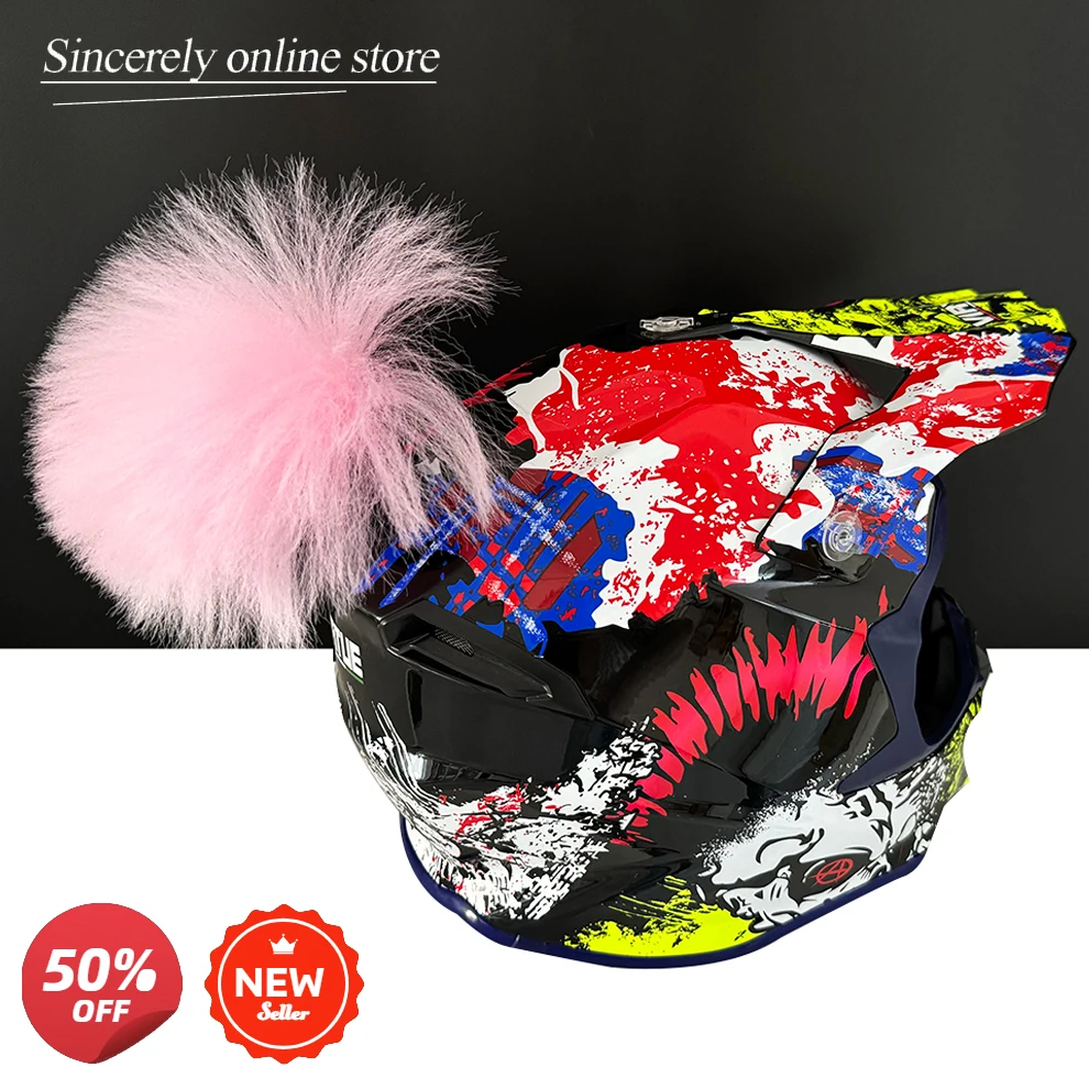 Peluca con trenzas para casco de motocicleta para hombre y mujer, accesorio de decoración para montar en moto, esquiar, cola de caballo usada para cualquier tipo de cascos, novedad
