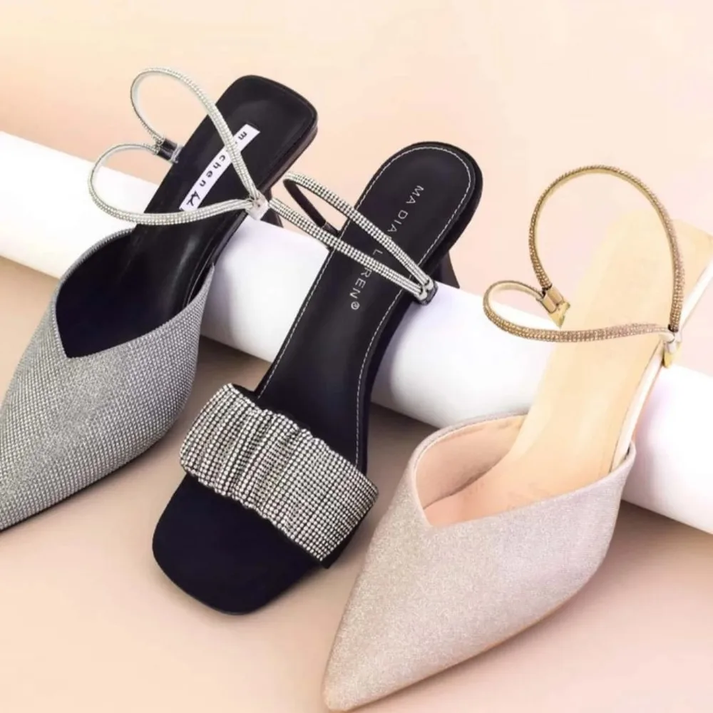 Zapatos de tacón alto, banda antisuelta para mujer, cordones de diamantes, correas de talón anticaída, cinturón, cinturones de fijación elásticos con diamantes de imitación