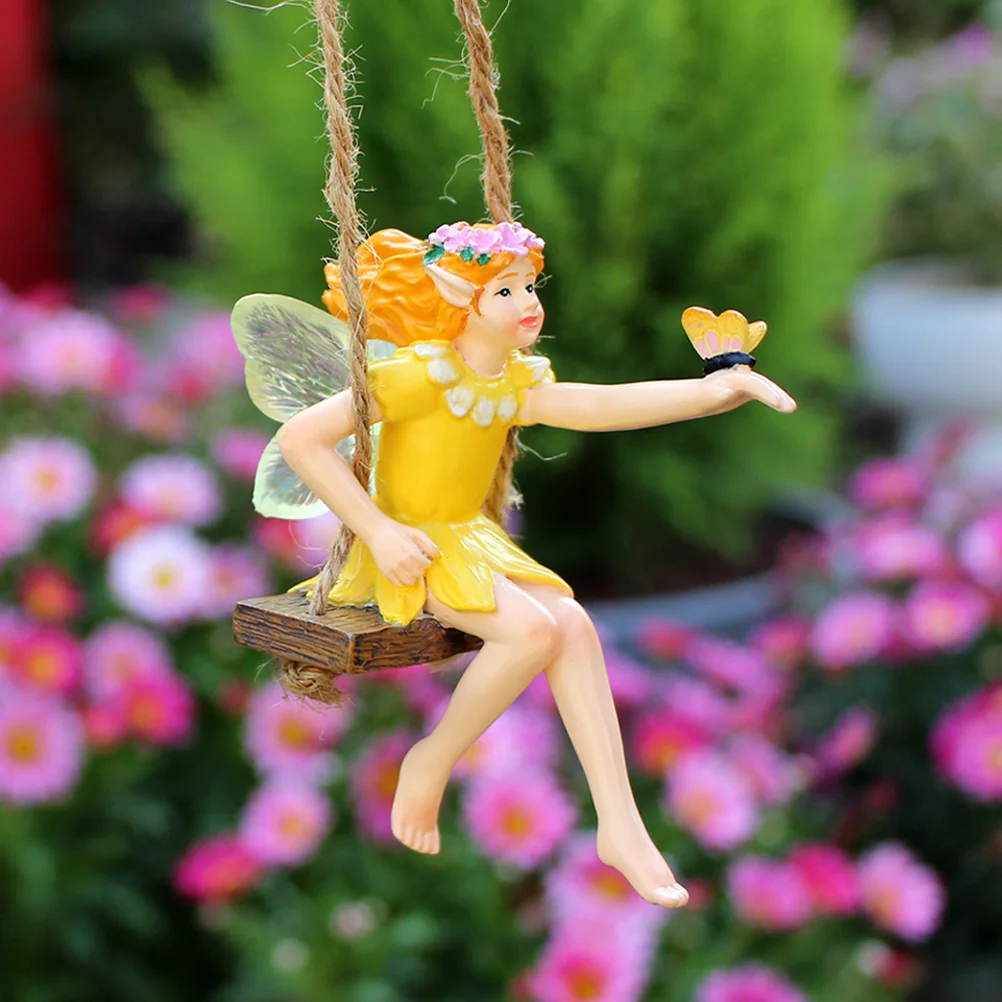 

Fairy Swing Hanging Statue Flower Fairy resin Figurines Fairy Garden Tree Swing Miniature Figurine Dollhouse Decor Garden bonsai