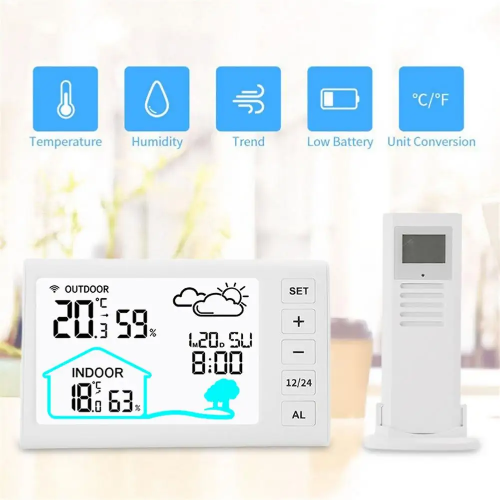 Wireless Weather Forecast Station Digital Thermometer Hygrometer Thermohygrometric Weather Station with Wireless Barometer