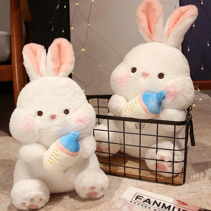 かわいいウサギのぬいぐるみ愛らしいボトルバニー人形ぬいぐるみ枕ソフトアニマルクッション女の子子供の誕生日クリスマスギフト