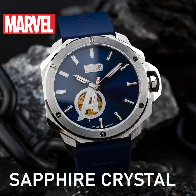 Marvel Avengers For Mens Watches Skeleton Automatic Steel Wristwatch Mechanical Sapphire Crystal Luminous New Relogio Masculino