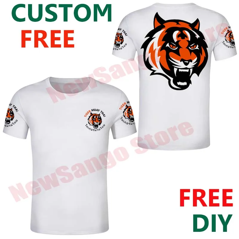 Tiger Muay Thai Mma Muay Thai boxe T Shirt Series colore bianco nero personalizza la tua maglietta nome personale su Tee