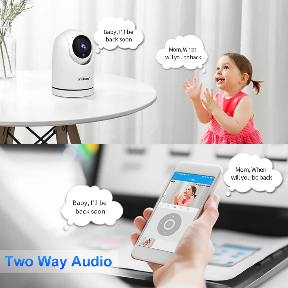 Sri home Baby phone drahtlose Innen überwachung Video Zwei-Wege-Audio Nachtsicht Smart Baby Kamera Sicherheits schutz