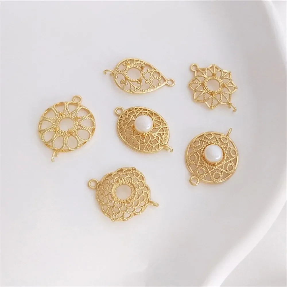 

14K Gold Plated Lace lace circle eight star double hanging DIY bracelet earring accessories