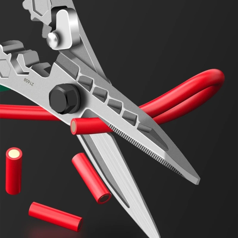 Sechseckiger Doppelzweck-Metallschneider mit ergonomischem Griff und Drahtcrimpfunktion