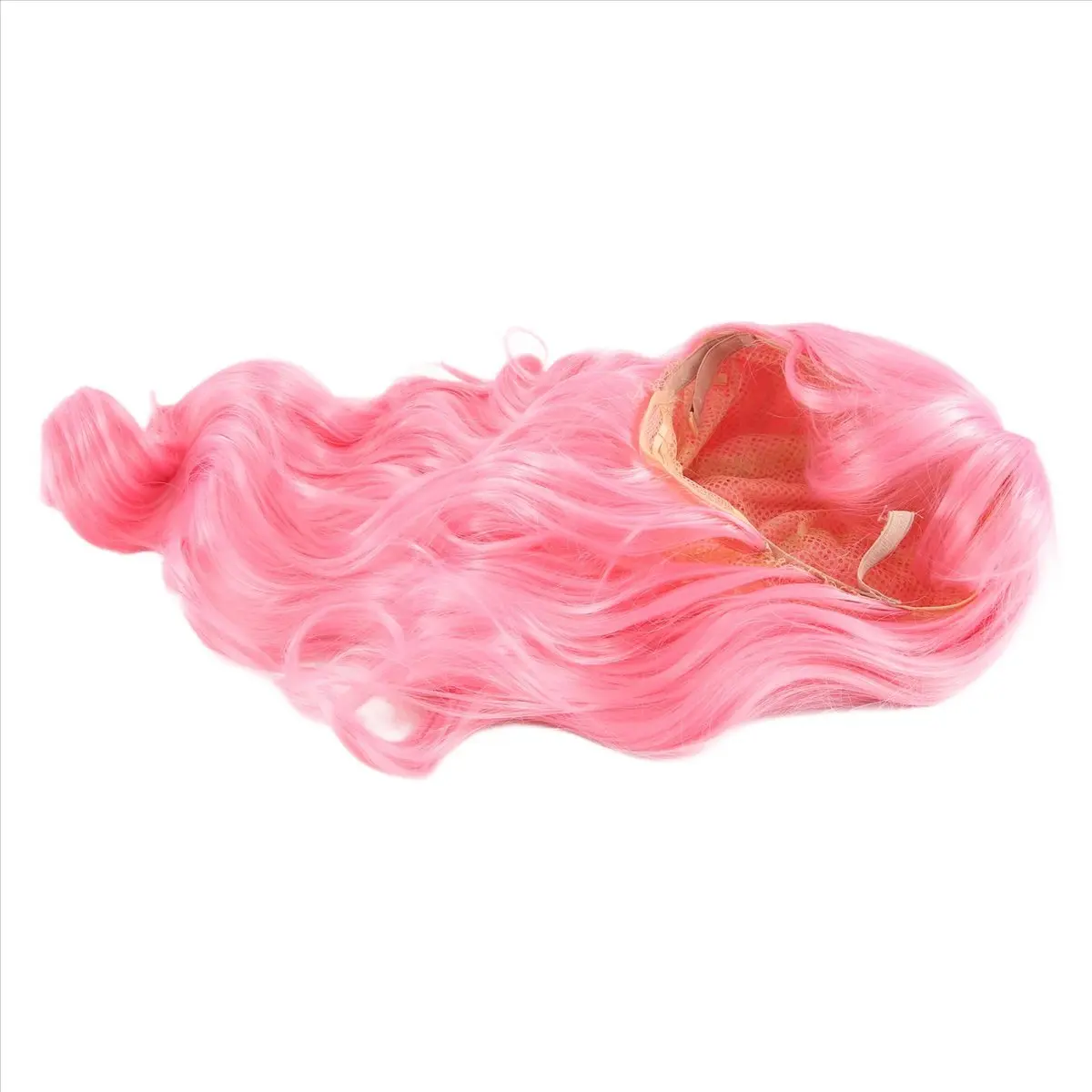 [N84R] Pink Wig with Bangs Long Wavy Wig with Air Bangs Silky Full Heat Wig Hair Replacement Natural Looking Wig