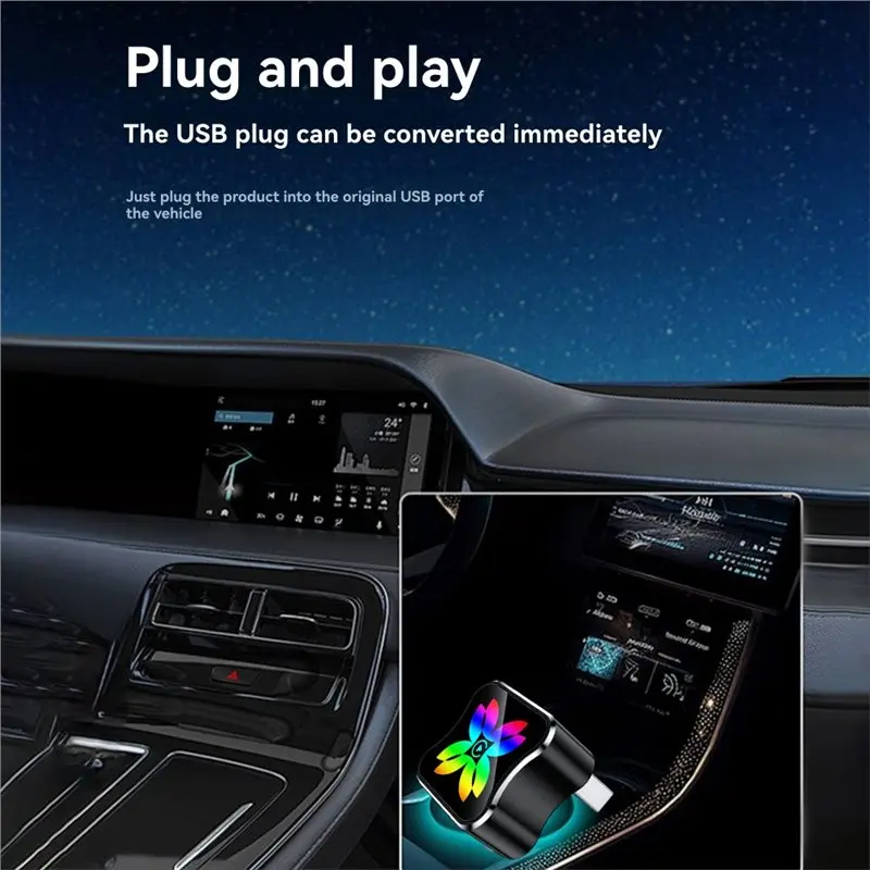 A31T Wireless CarPlay Adapter 2in1 Android Auto USB WiFi BT5.0 Voice Smart AI Box Wired to Wireless CarPlay for OEM