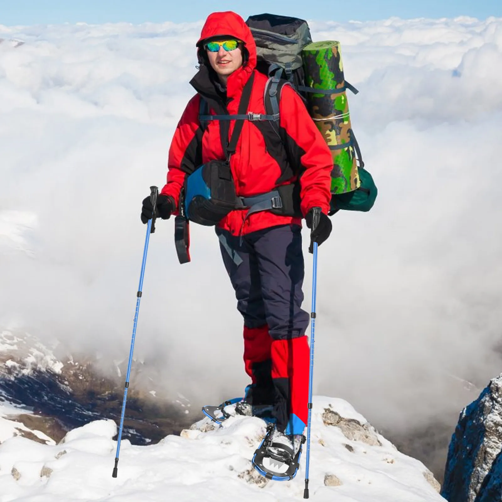 21 بوصة أحذية الثلوج أحذية الثلوج وأقطاب رحلات قابلة للتعديل أحذية الثلوج للرجال النساء الشباب سهلة الحمل وتخزين الحمولة 66-154 رطل #5