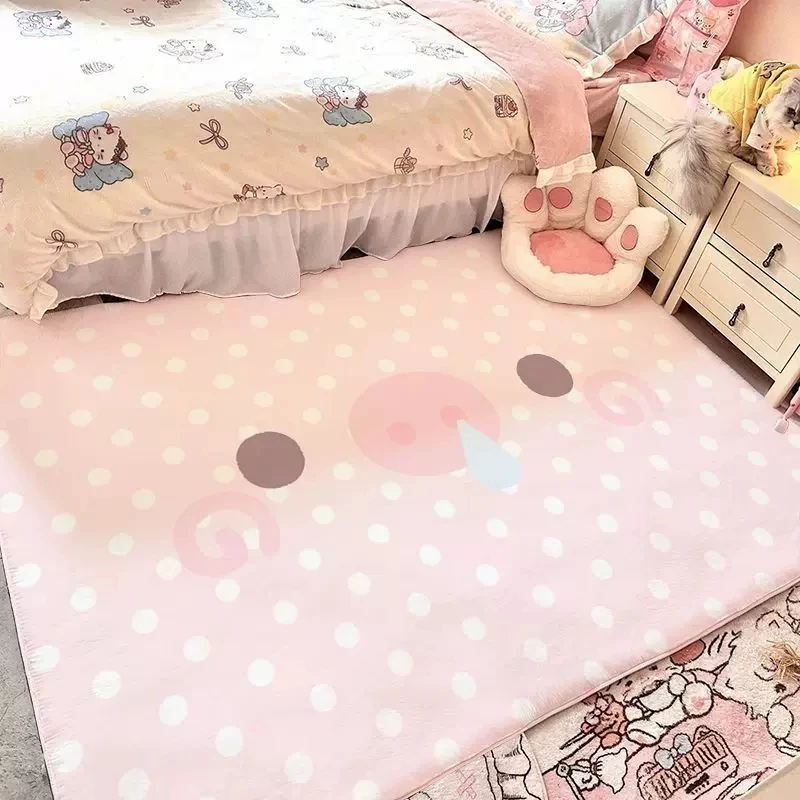 Cute Pink Pig Floor Mat Cartoon Snot Nose Piggy Small Area Rug, Soft Non Slip Mat, Kids Room Aesthetic Home Floor Decor
