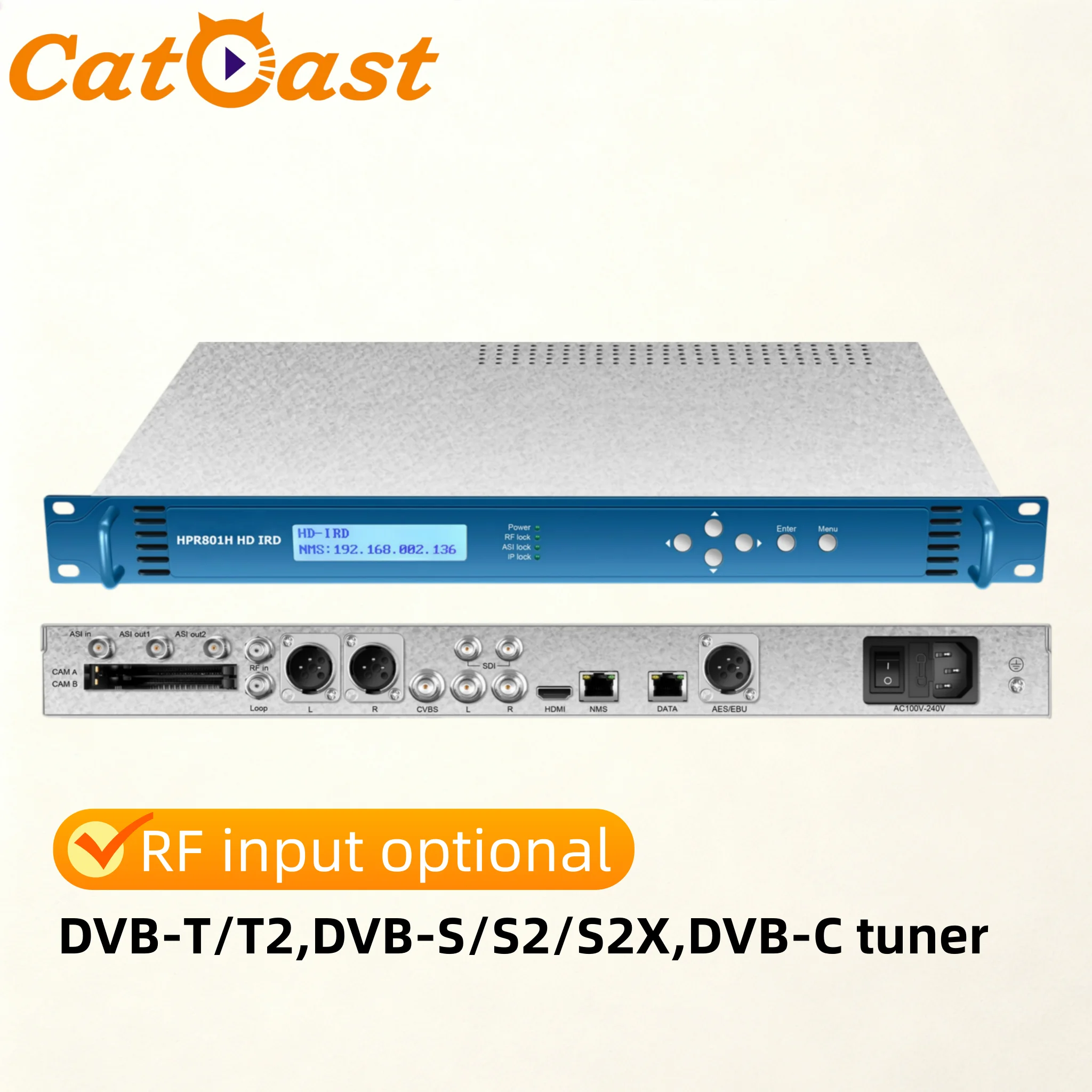 Professional IRD Satellite DVB-S2 Decoder with CAM/CI Slot DTV Head-end Equipment