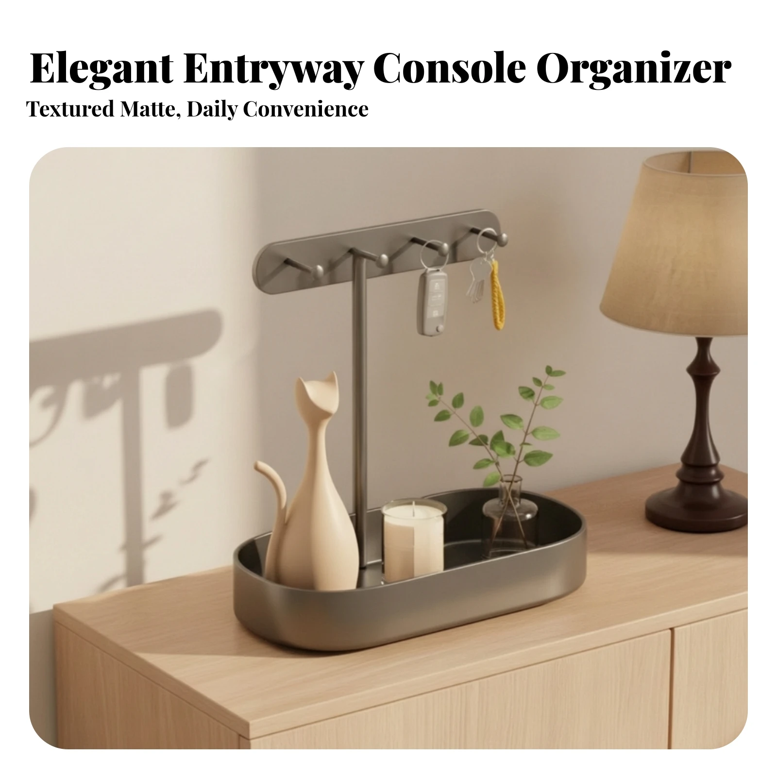 Catchall Tray with Hanging Pegs Multi-Functional Small Item Organizer with Tray Tabletop Storage Organizer Space-Saving Compact