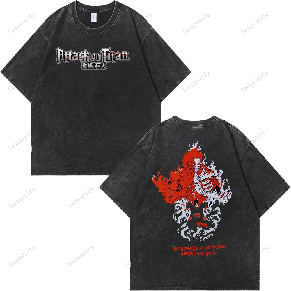 

2025 Attack on Titan The Giant Cotton Printed Short Sleeve Hot Blooded Anime O-neck Hot Sale Tops Men Women Summer Crewneck Tee