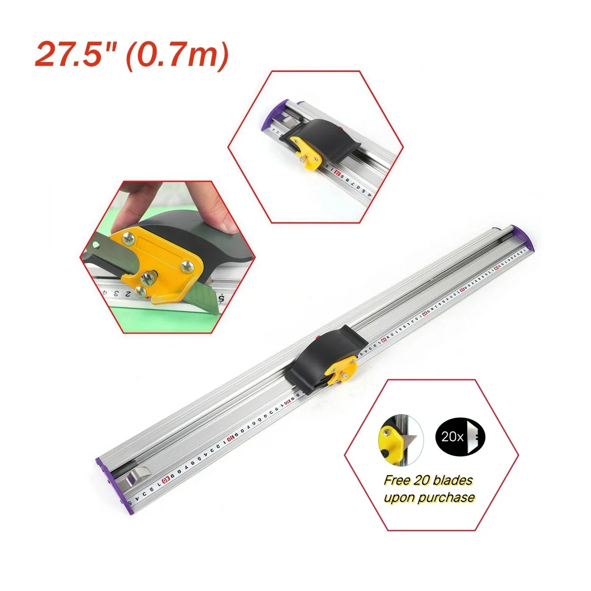 70cm Manual Sliding Trimmer KT Board Cutter with Ruler PET Photo Paper Adhesive Car Sticker Cutting Tool