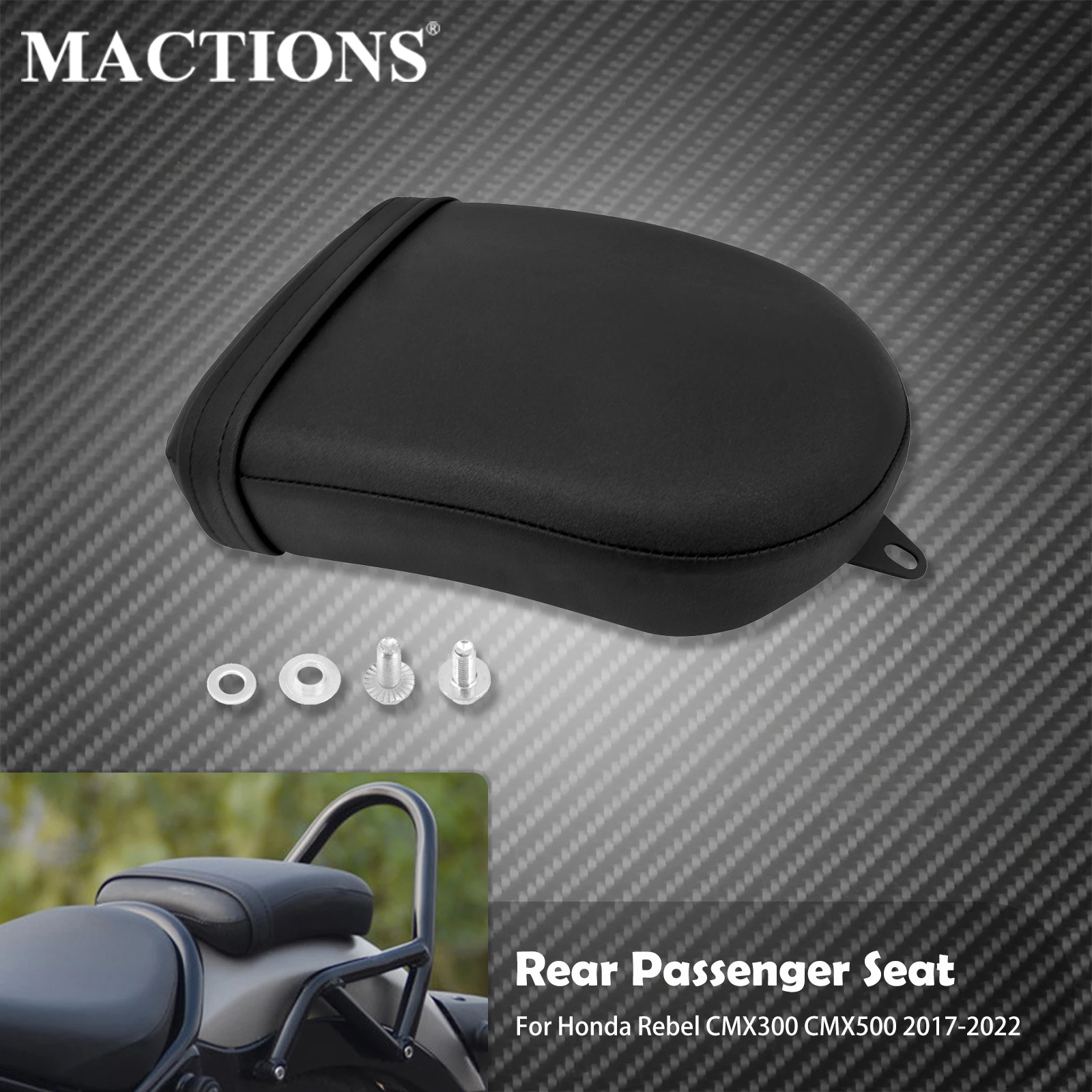 

Motorcycle Rear Passenger Seat Black Cushion Pillion Leather Pad Solo Seat For Honda Rebel CMX300 CMX500 CMX 300 500 2017-2022