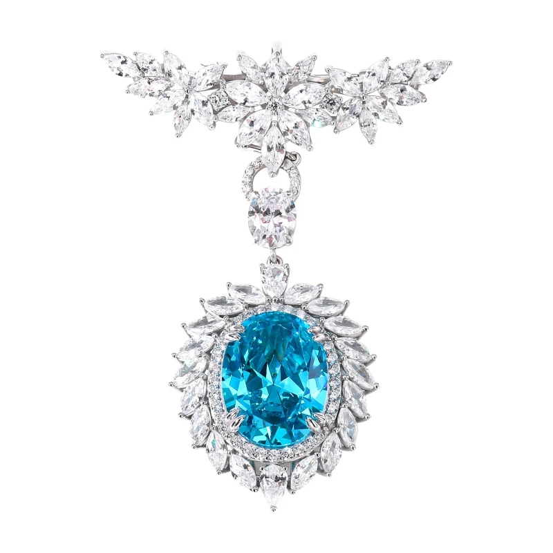 

BELLUX S925 Серебряная брошь, изысканная роскошная брошь-подвеска, двойного назначения, рубиновый сапфир, позолоченный циркон, ювелирные изделия