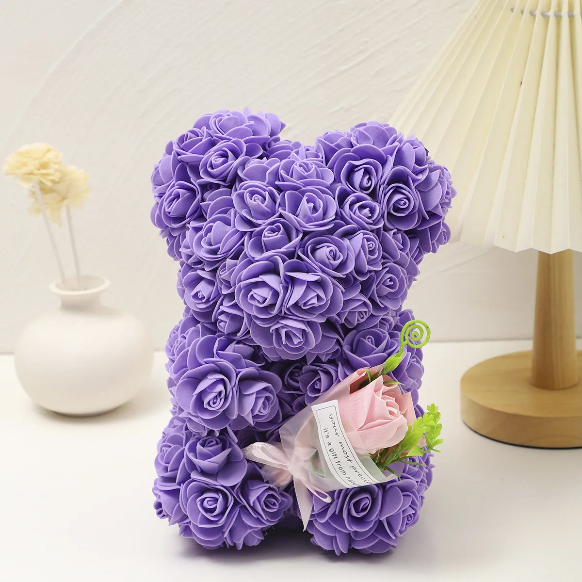 Trageblumenstrauß aus Schaumstoff mit Rosen-Teddybär. Ideal für Hochzeiten, Muttertag, vielen Dank für Krankenschwestern/Lehrer oder andere Feiern!