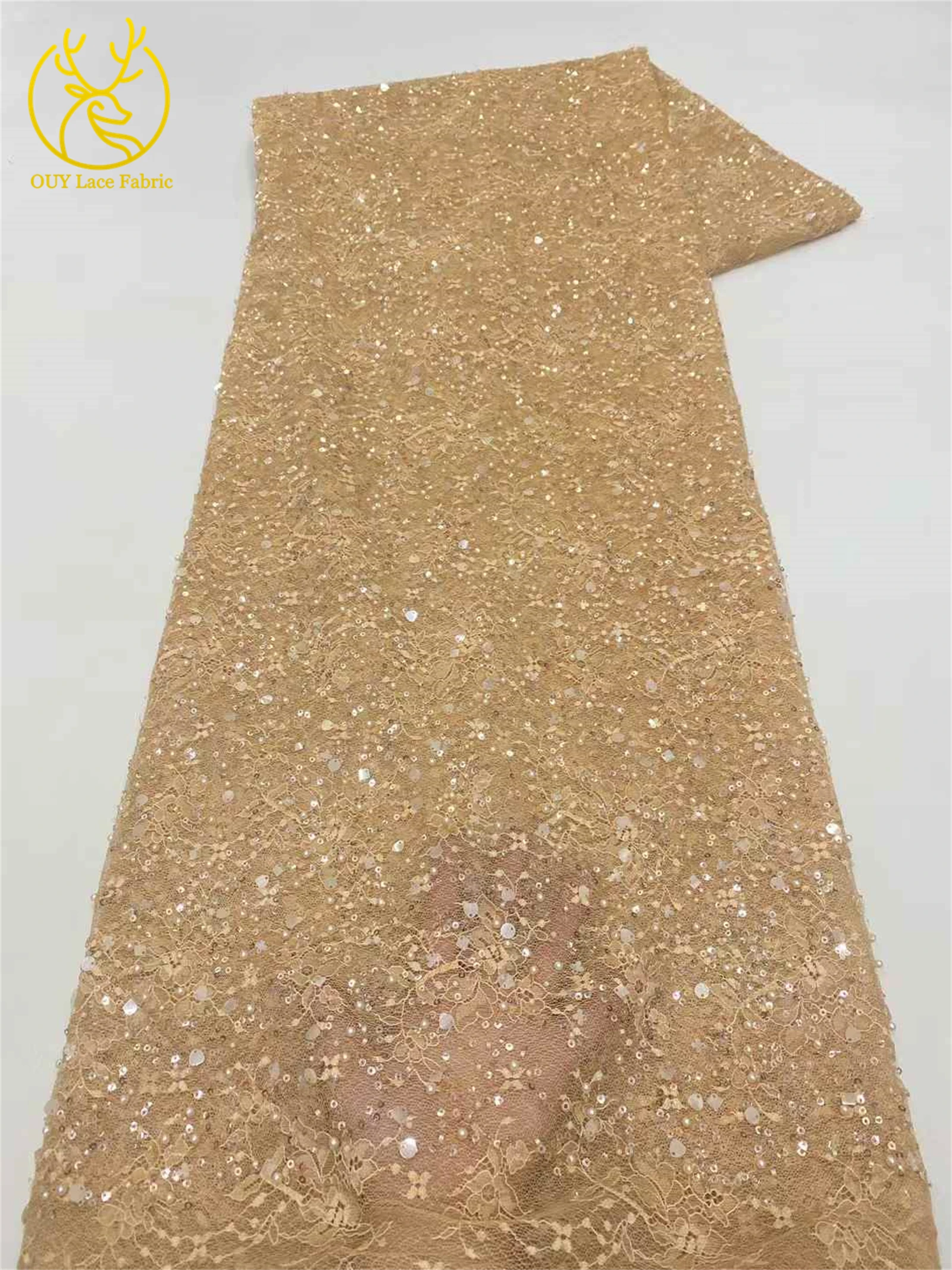 Black African Handmade Bead Embroidered Lace Fabric, French Sequin Mesh Lace Fabric, Nigerian Women's Lace Fabric, Party Dress