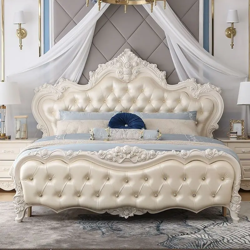 

Princess Create White Bed Frame Design Fashionable High Quality Master Bedroom Bed Confortable Apartment Muebles Home Furniture