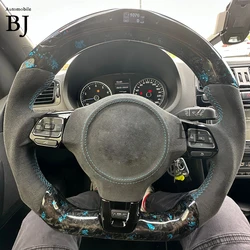 LED Steering Wheel Fit For VW Golf 6 MK6 GTI R Scirocco Polo 2008-2014 Alcantara Forge Carbon Racing Wheel