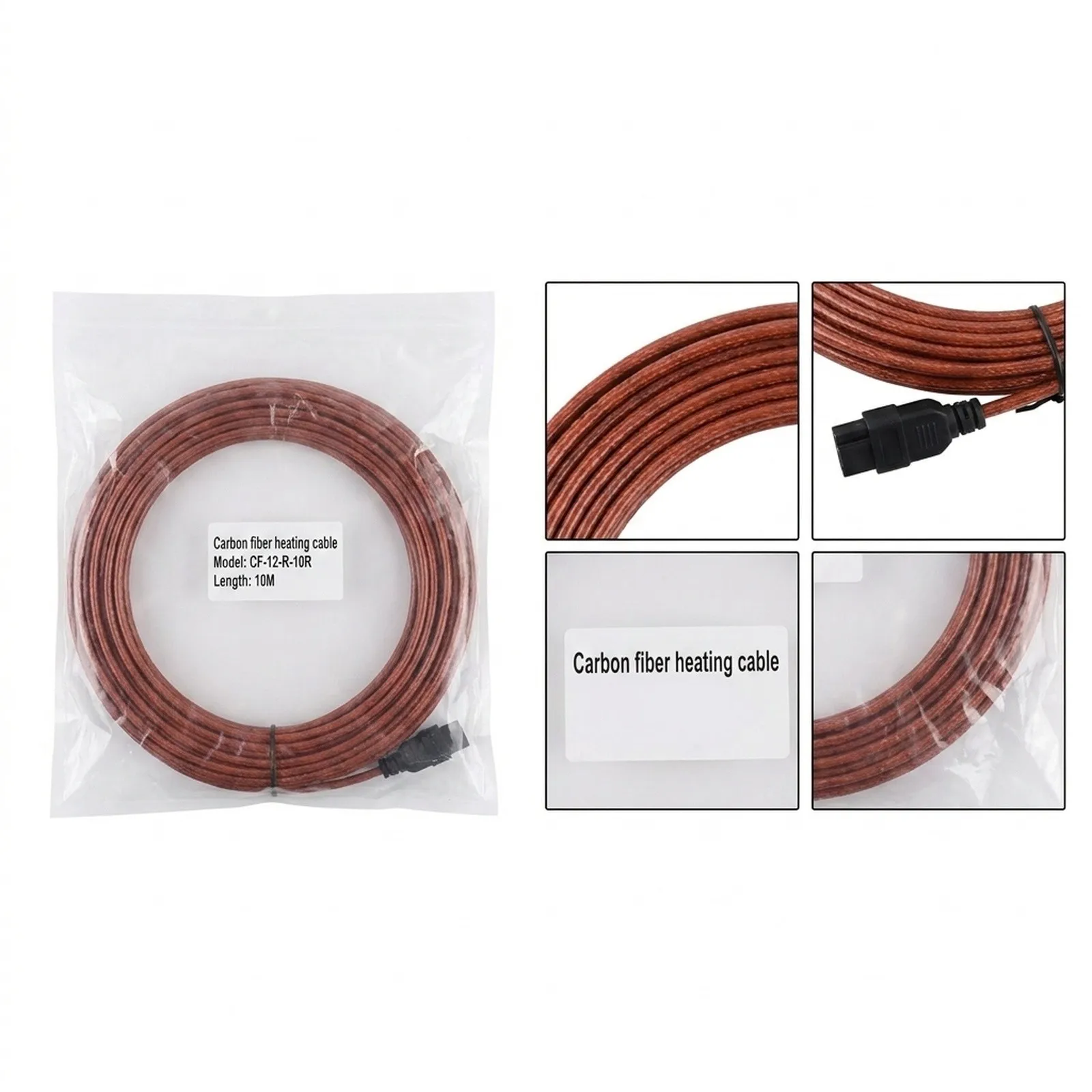 12K 33 ohm Carbon Fiber Heating Wire, Silicone Heating Cable, 200C for maximum Temperature, Red Color, Strong and