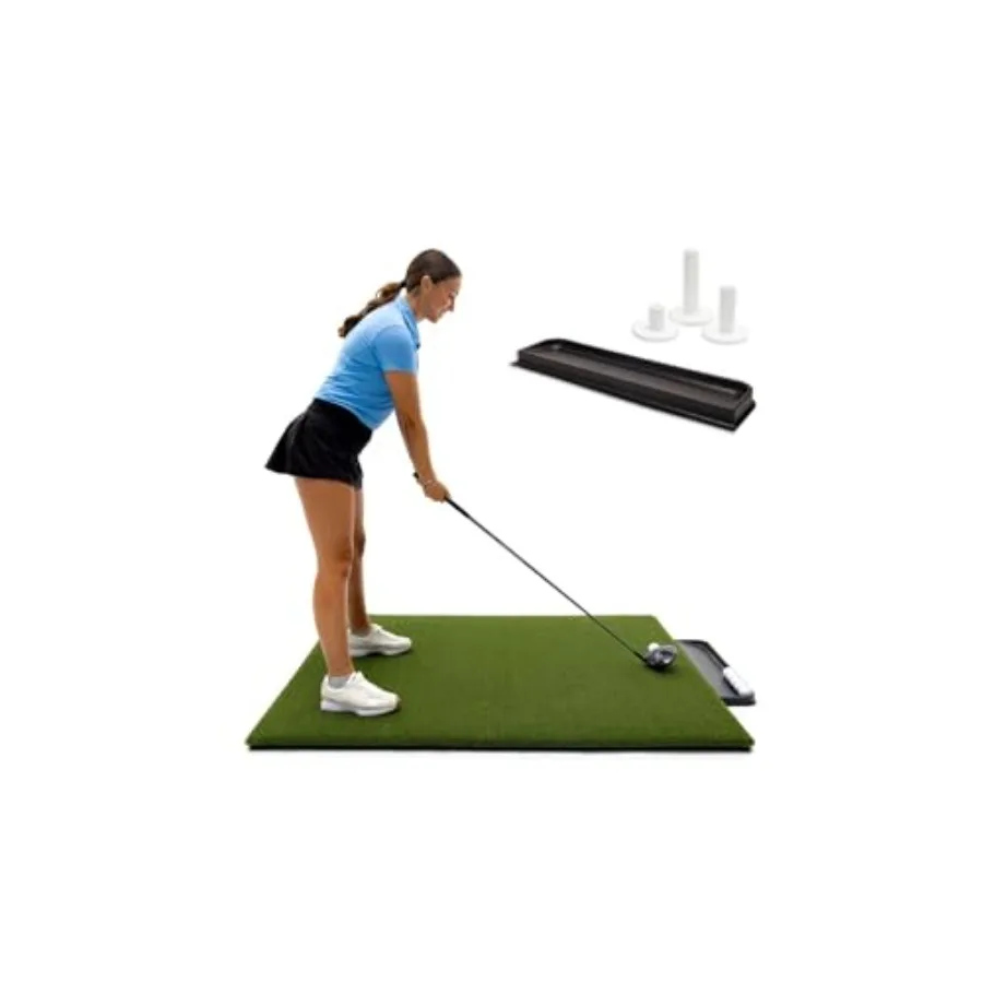 

Коврик для гольфа премиум-класса для использования на открытом воздухе с бонусным подносом и 3 тройниками для реалистичной практики в домашнем гараже или спа-центре на открытом воздухе