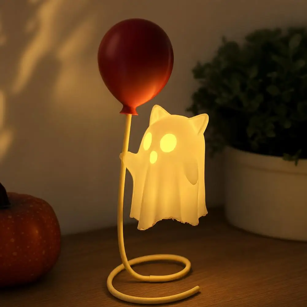 Geister-Nachtlicht, Halloween-LED-Geister-Dekoration mit Ballon-Design, kabellose Mini-Schreibtischlampe, gemütliche Raumdekoration, Geschenk für Kinder. – Detail 7