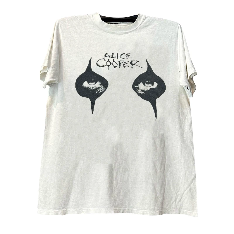 Alice Cooper Rock Band Short Sleeve T-Shirt Heavy Metal Style Small Collar Streetwear Half Sleeve Trendy Cotton Youth Summer Top - view 3