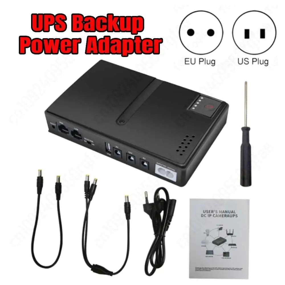 DC1018L Portable UPS Battery Backup 5V 9V 12V Uninterruptible Power Supply Multipurpose UPS Backup Power Adapter For WiFi Camera