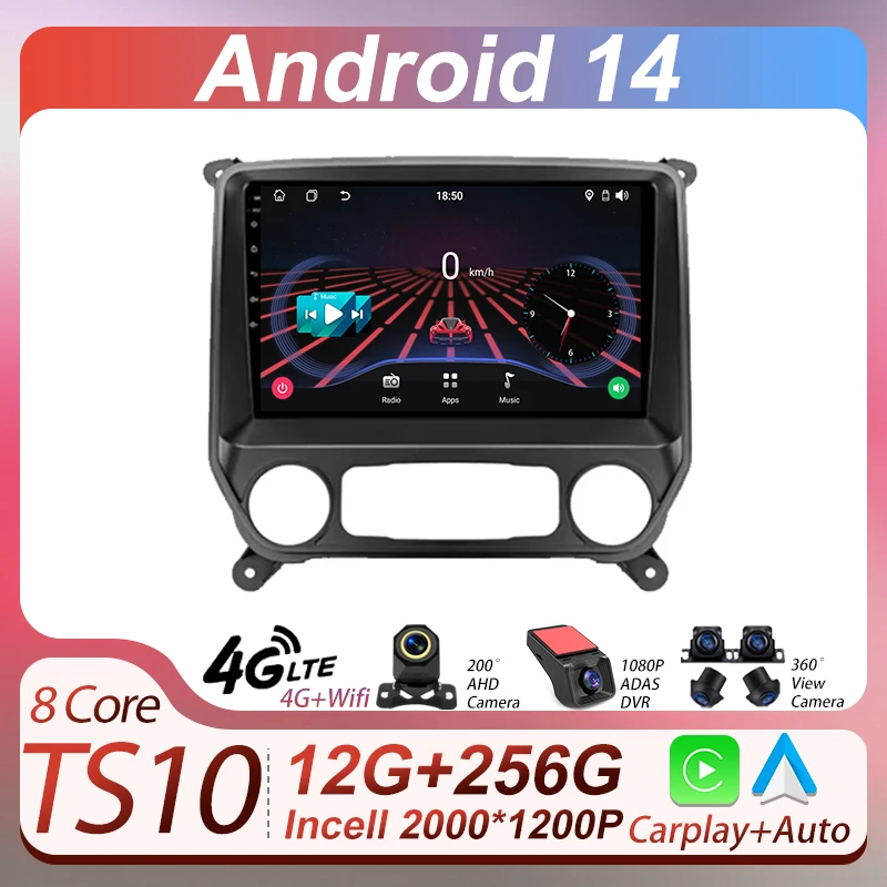 

Car Carplay Screen For Chevrolet Silverado 3 GMTK2 2013 - 2019 Car Radio Player Android 14 Intelligent System 2din Touch Screen